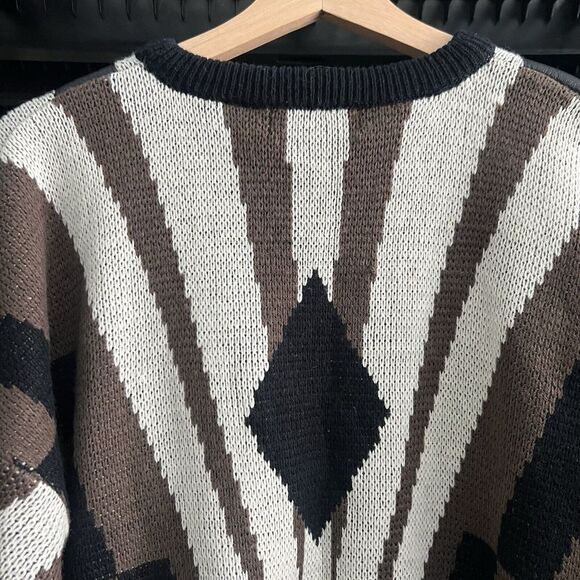 Vintage 90s Grandpa Sweater Mens XL Cosby Oversized Earthtone Geometric Pullover - Picture 5 of 5